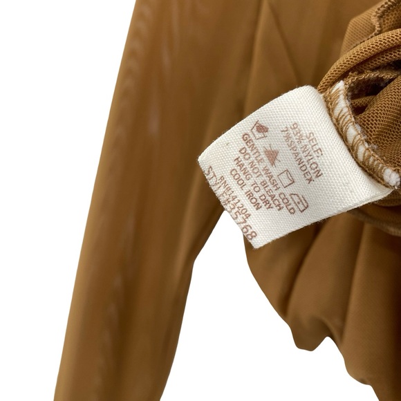 Hem & Thread Brown Sheer Mesh Stretchy Ruched and Ready Top - Picture 6 of 6